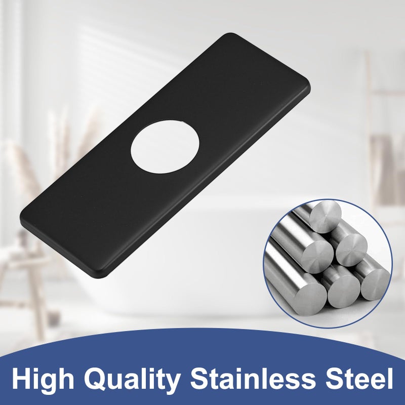 BWE 6.1" Faucet Hole Cover Matte Black Stainless Steel Escutcheon Deck Plate for Bathroom Sink 1 Hole or 4 Inch 3 Holes Centerset Sink Vanity Basin Sink Cover Cap Modern - Image 4